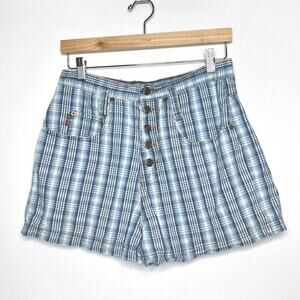 Vintage l.e.i. Jeans Plaid Button Fly Shorts Size 6